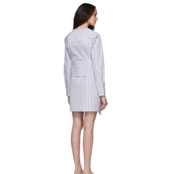 TIBI Liam Stripe V-Neck Shirt with Tie Sz 8 $395 - Picture 14 of 14